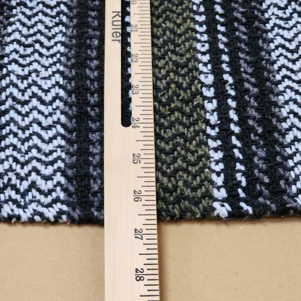 Wild Bill's Baja Co Sweater Mens Large Black Stripe Hooded Knit Baja Pullover